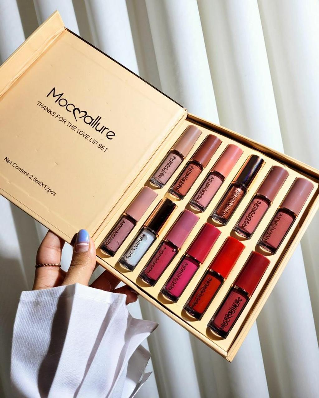 12 pcs Mocallure Lip Gloss Set Kit Highiy Pigmented Waterproof Long Lasting