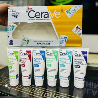 6in1 CeraVe Hydrating Facial Kit Ultra Glowing & Nourishing - Mineral Cream, Scrub, Cleanser, Mask, Face Wash & Skin Polish Cera Ve