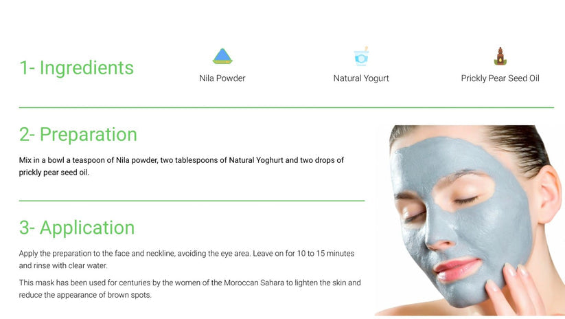 Moroccan Beauty Blue Nila Powder Neela Mask for Glowing Skin Clay