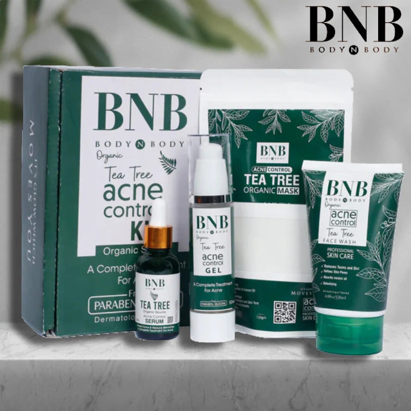 BNB Acne Control Kit 4in1 Tea Tree Face Korean Glow Organic Brightening Glow Face Wash + Mask + Serum + Gel