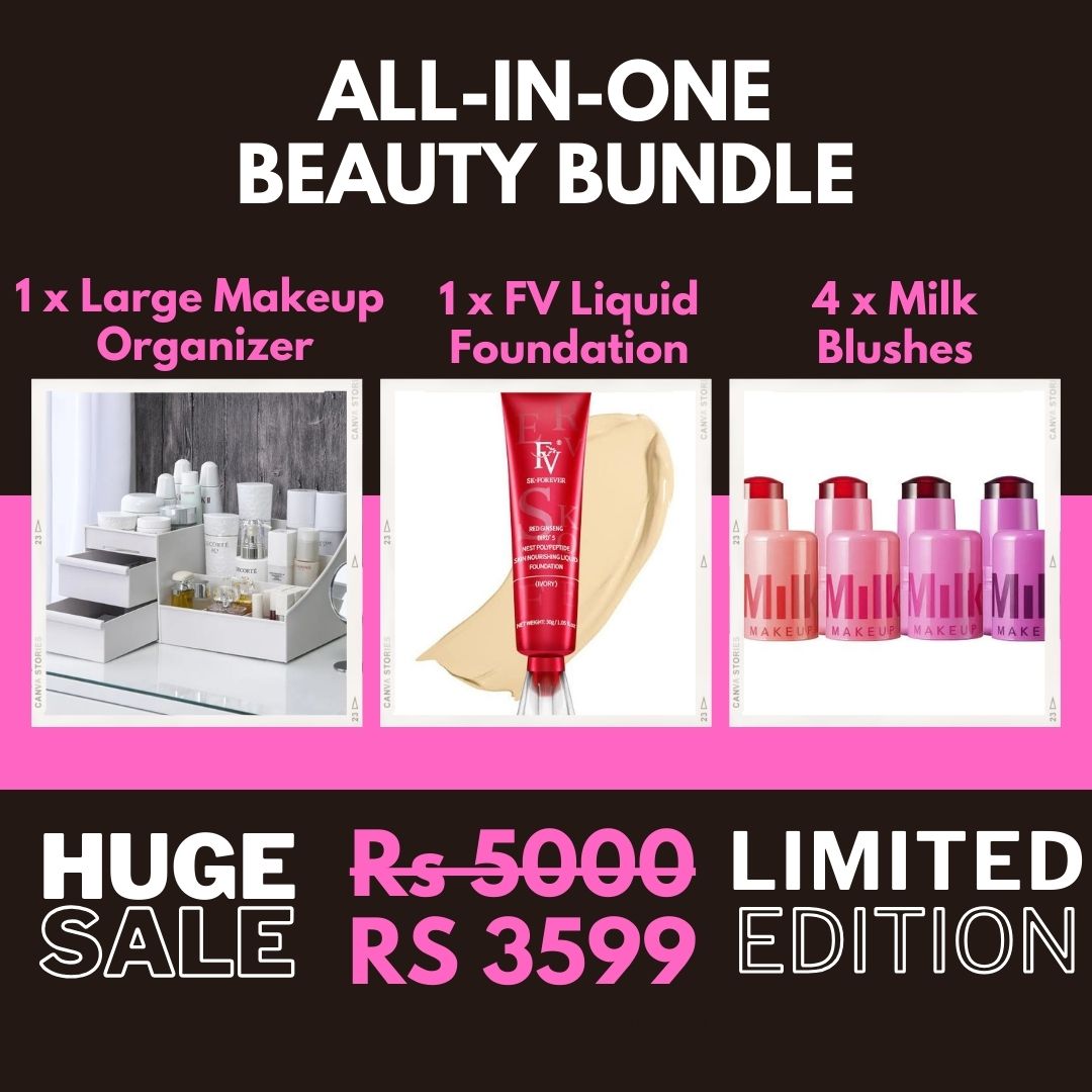 Beauty Bundle Large Makeup Organizer + FV Foundation + 4 Milk Jelly Tint Blush Deal