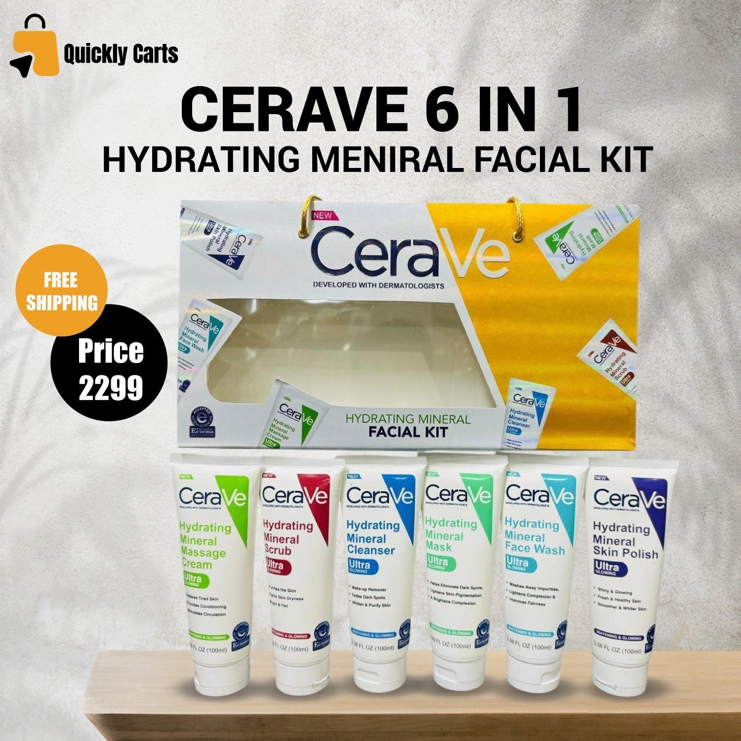 CeraVe Hydrating Mineral Facial Kit Imported Meterial (6pc pack)