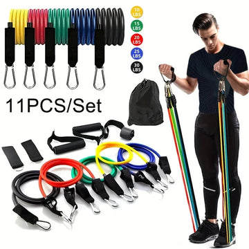 11 Piece Power Resistance Band Set Strength Training